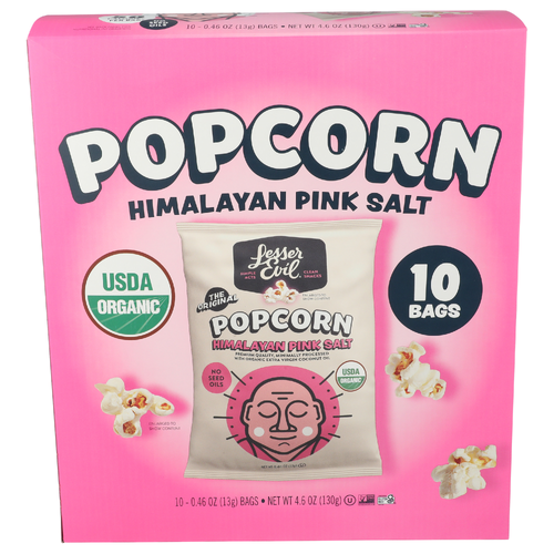 Lesser Evil Organic Himalayan Pink Salt Popcorn 10 Pack